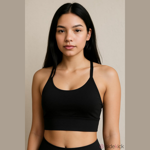 Black Cris-Cross Back Athletic Sportswear Active Brea Workout Top in size large